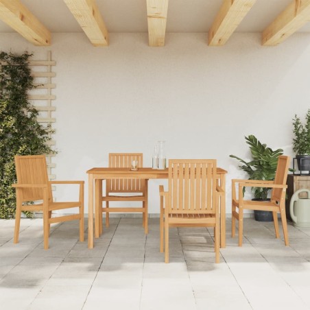 vidaXL Juego de comedor para jardín 5 piezas madera maciza de teca