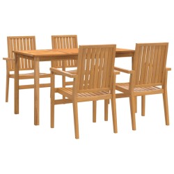 vidaXL Juego de comedor para jardín 5 piezas madera maciza de teca