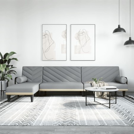 vidaXL Sofá cama en forma de L tela gris claro 260x140x70 cm