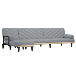 vidaXL Sofá cama en forma de L tela gris claro 260x140x70 cm