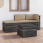 vidaXL Muebles de jardín de palets 4 piezas cojines madera maciza pino vidaXL Muebles de jardín de palets 4 piezas cojines madera maciza pino