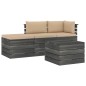 vidaXL Muebles de jardín de palets 4 piezas cojines madera maciza pino vidaXL Muebles de jardín de palets 4 piezas cojines madera maciza pino