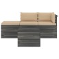 vidaXL Muebles de jardín de palets 4 piezas cojines madera maciza pino vidaXL Muebles de jardín de palets 4 piezas cojines madera maciza pino
