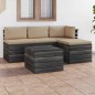 vidaXL Muebles de jardín de palets 5 piezas cojines madera maciza pino vidaXL Muebles de jardín de palets 5 piezas cojines madera maciza pino