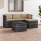 vidaXL Muebles de palés de jardín 5 piezas cojines madera maciza pino vidaXL Muebles de palés de jardín 5 piezas cojines madera maciza pino