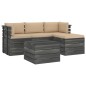 vidaXL Muebles de palés de jardín 5 piezas cojines madera maciza pino vidaXL Muebles de palés de jardín 5 piezas cojines madera maciza pino