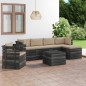 vidaXL Muebles de palets de jardín 7 piezas cojines madera maciza pino