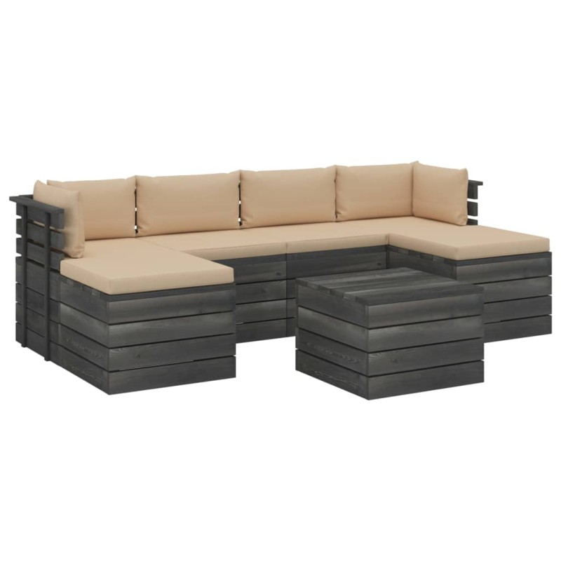 vidaXL Muebles de jardín de palets 7 piezas cojines madera maciza pino vidaXL Muebles de jardín de palets 7 piezas cojines madera maciza pino