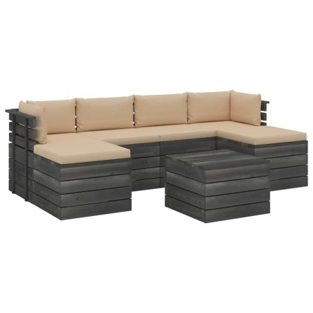 vidaXL Muebles de jardín de palets 7 piezas cojines madera maciza pino
