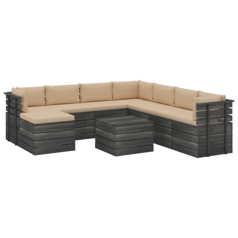 vidaXL Muebles de palets de jardín 9 piezas cojines madera maciza pino vidaXL Muebles de palets de jardín 9 piezas cojines madera maciza pino
