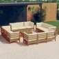 vidaXL Muebles de jardín 13 piezas cojines madera de pino crema vidaXL Muebles de jardín 13 piezas cojines madera de pino crema