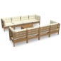vidaXL Juego de muebles de jardín 9 pzas y cojines madera maciza pino vidaXL Juego de muebles de jardín 9 pzas y cojines madera maciza pino