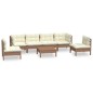 vidaXL Muebles de jardín 7 piezas cojines madera maciza de pino vidaXL Muebles de jardín 7 piezas cojines madera maciza de pino