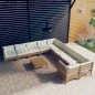 vidaXL Muebles de jardín 11 pzas y cojines madera de pino marrón miel vidaXL Muebles de jardín 11 pzas y cojines madera de pino marrón miel