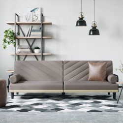 vidaXL Sofá cama con reposabrazos tela gris taupe