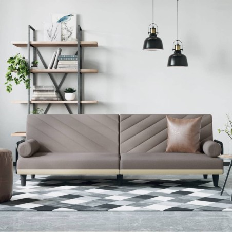 vidaXL Sofá cama con reposabrazos tela gris taupe