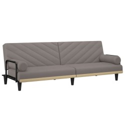 vidaXL Sofá cama con reposabrazos tela gris taupe