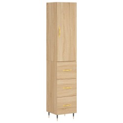 vidaXL Aparador de madera contrachapada roble Sonoma 34,5x34x180 cm