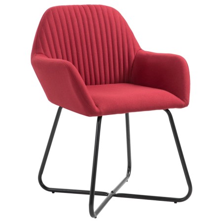 vidaXL Sillas de comedor 4 unidades de tela color vino tinto