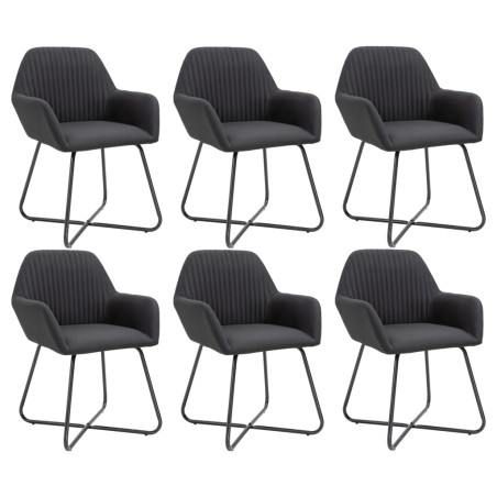 vidaXL Sillas de comedor 6 unidades de tela negra