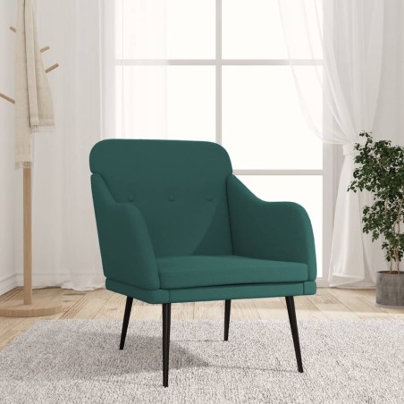 vidaXL Sillón de tela verde oscuro 63x76x80 cm