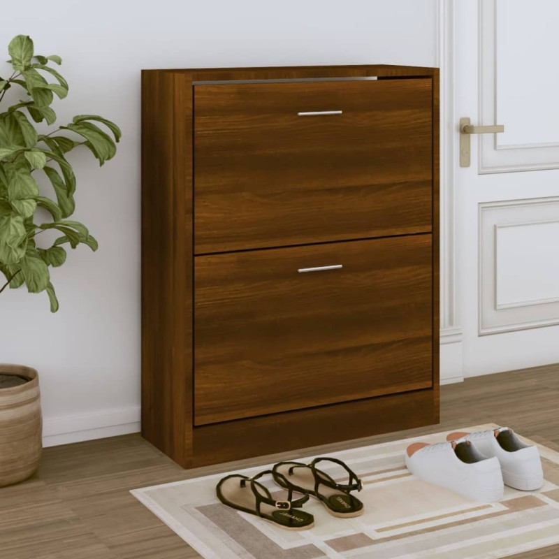 vidaXL Mueble zapatero madera contrachapada marrón roble 63x24x81 cm vidaXL Mueble zapatero madera contrachapada marrón roble 63x24x81 cm