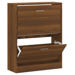 vidaXL Mueble zapatero madera contrachapada marrón roble 63x24x81 cm