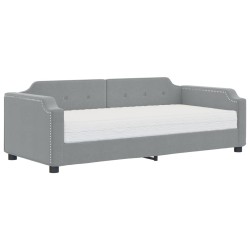 vidaXL Sofá cama con colchón tela gris claro 90x190 cm