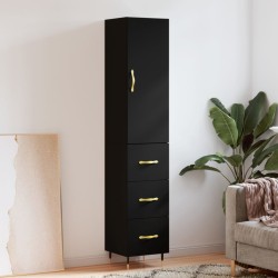 vidaXL Aparador de madera contrachapada negro 34,5x34x180 cm