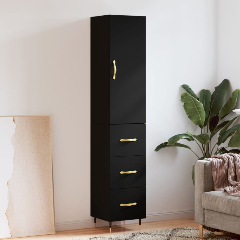 vidaXL Aparador de madera contrachapada negro 34,5x34x180 cm vidaXL Aparador de madera contrachapada negro 34,5x34x180 cm