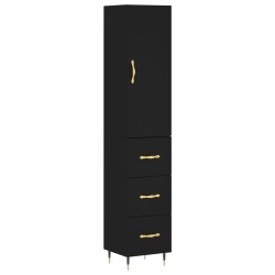 vidaXL Aparador de madera contrachapada negro 34,5x34x180 cm
