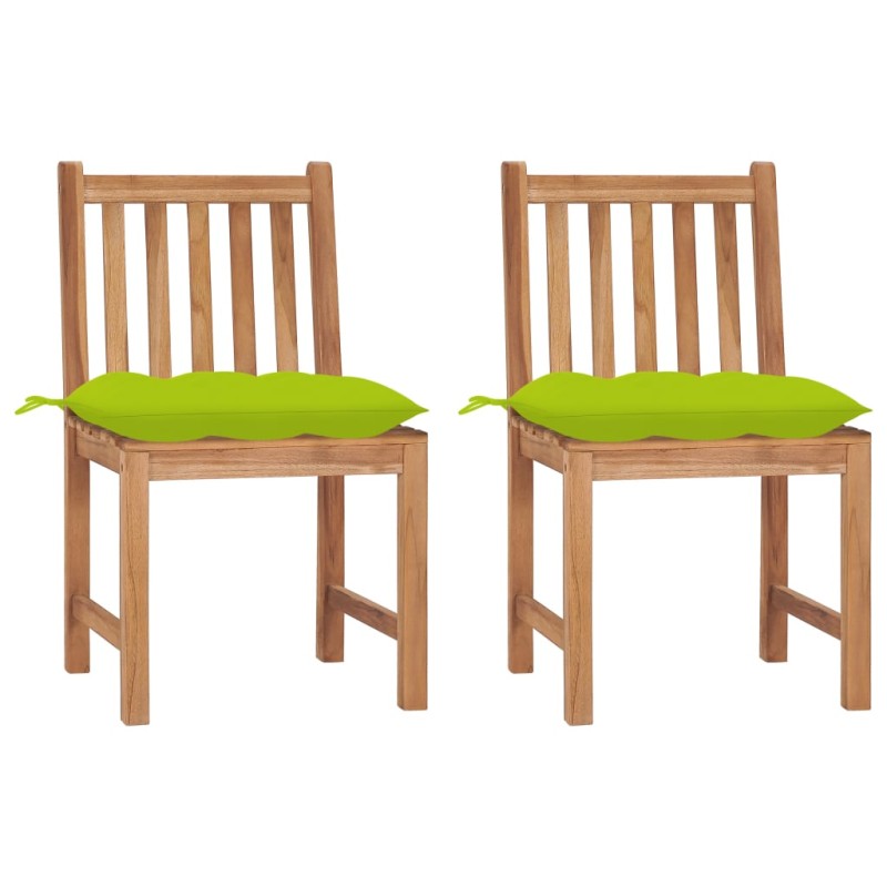 vidaXL Sillas de jardín 2 unidades madera maciza de teca con cojines vidaXL Sillas de jardín 2 unidades madera maciza de teca con cojines