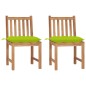 vidaXL Sillas de jardín 2 unidades madera maciza de teca con cojines vidaXL Sillas de jardín 2 unidades madera maciza de teca con cojines