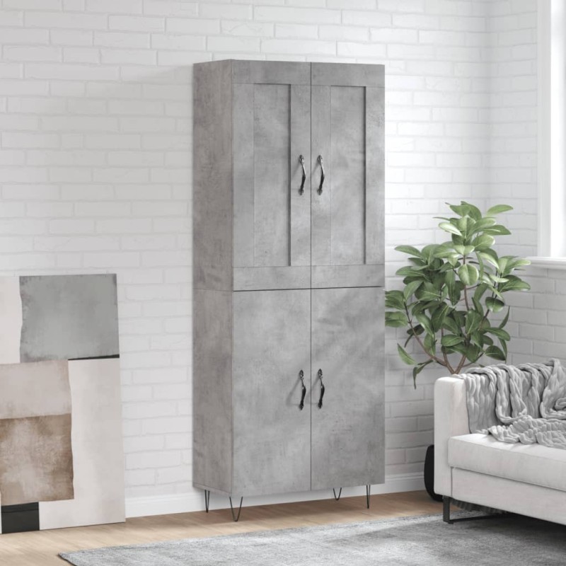 vidaXL Aparador alto madera contrachapada gris hormigón 69,5x34x180 cm vidaXL Aparador alto madera contrachapada gris hormigón 69,5x34x180 cm