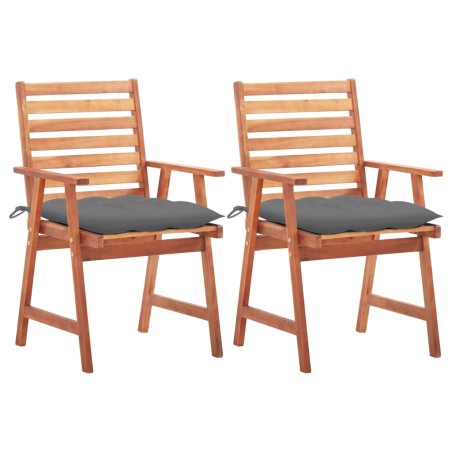vidaXL Sillas comedor de jardín 2 uds madera maciza acacia y cojines