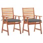 vidaXL Sillas comedor de jardín 2 uds madera maciza acacia y cojines vidaXL Sillas comedor de jardín 2 uds madera maciza acacia y cojines