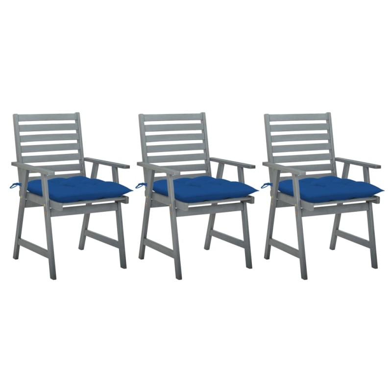 vidaXL Sillas comedor de jardín 3 uds madera maciza acacia y cojines vidaXL Sillas comedor de jardín 3 uds madera maciza acacia y cojines