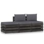 vidaXL Muebles de jardín 3 piezas con cojines madera impregnada gris vidaXL Muebles de jardín 3 piezas con cojines madera impregnada gris