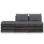 vidaXL Muebles de jardín 3 piezas con cojines madera impregnada gris vidaXL Muebles de jardín 3 piezas con cojines madera impregnada gris