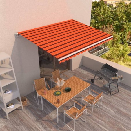 vidaXL Toldo retráctil manual naranja y marrón 400x350 cm
