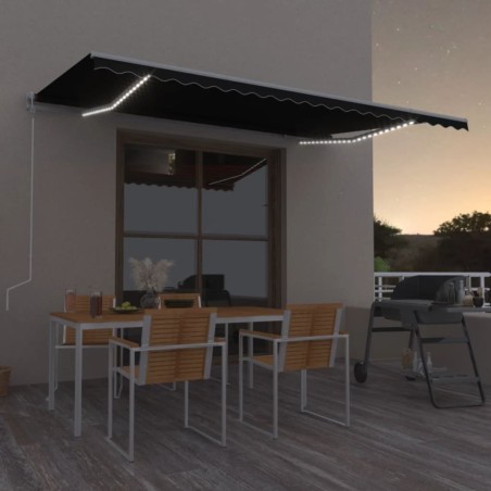 vidaXL Toldo automático LED sensor de viento gris antracita 500x350 cm