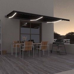 vidaXL Toldo automático LED sensor de viento gris antracita 600x350 cm