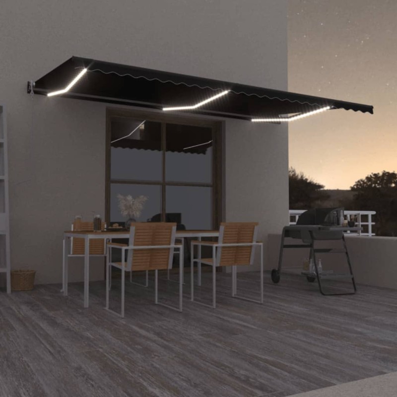 vidaXL Toldo automático LED sensor de viento gris antracita 600x350 cm vidaXL Toldo automático LED sensor de viento gris antracita 600x350 cm