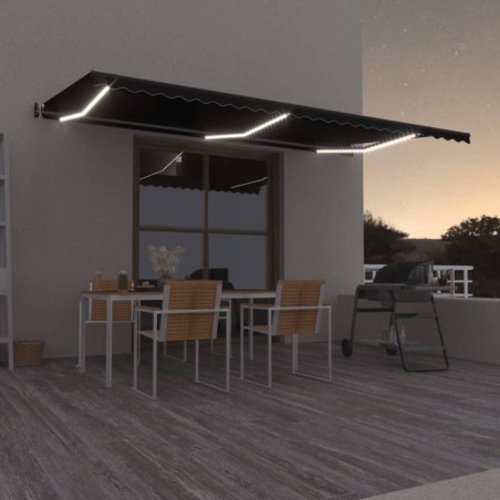 vidaXL Toldo automático LED sensor de viento gris antracita 600x350 cm