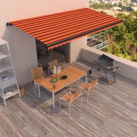 vidaXL Toldo retráctil manual naranja y marrón 600x350 cm