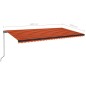 vidaXL Toldo retráctil manual naranja y marrón 600x350 cm