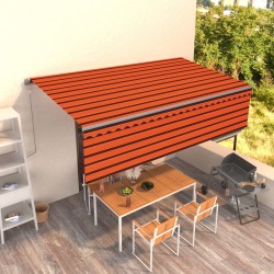 vidaXL Toldo retráctil manual con persiana naranja y marrón 5x3 m