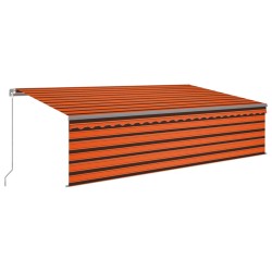 vidaXL Toldo retráctil manual con persiana naranja y marrón 5x3 m