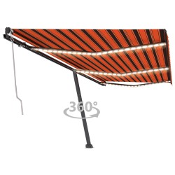 vidaXL Toldo automático LED sensor de viento naranja marrón 600x350 cm