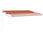 vidaXL Toldo automático LED sensor de viento naranja y marrón 4x3,5 m vidaXL Toldo automático LED sensor de viento naranja y marrón 4x3,5 m
